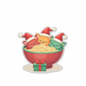 Christmas Ramen Cat Santa Anime Meow Kitty Meow Ca Sticker (Voorkant)