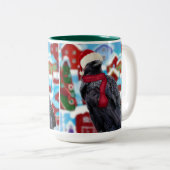Christmas Raven helemaal uitgedost Koffie mok (Voorkant rechts)