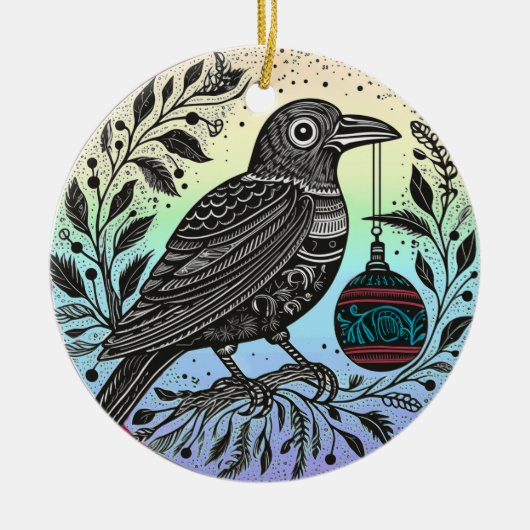 Christmas Raven Keramisch Ornament (Voorkant)