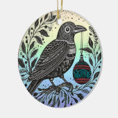 Christmas Raven Keramisch Ornament (Links)