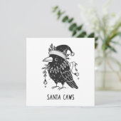 Christmas Raven Santa Caws Feestdagenkaart (Staand voorkant)