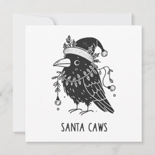 Christmas Raven Santa Caws Feestdagenkaart