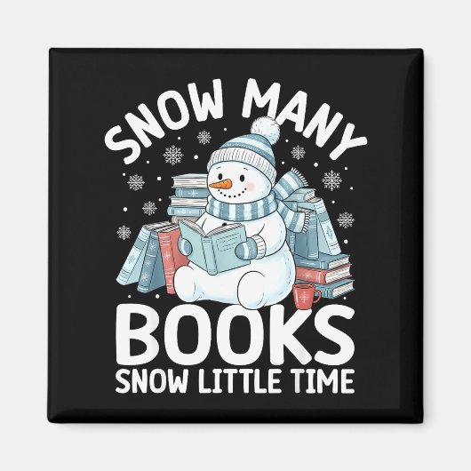 Christmas Reading Snowman So Many Books Men Women  Magneet (Voorkant)