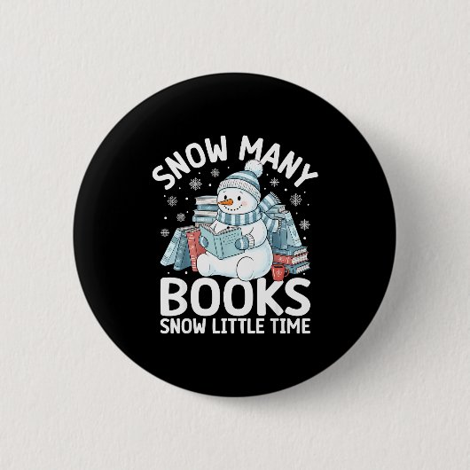 Christmas Reading Snowman So Many Books Men Women  Ronde Button 5,7 Cm (Voorkant)