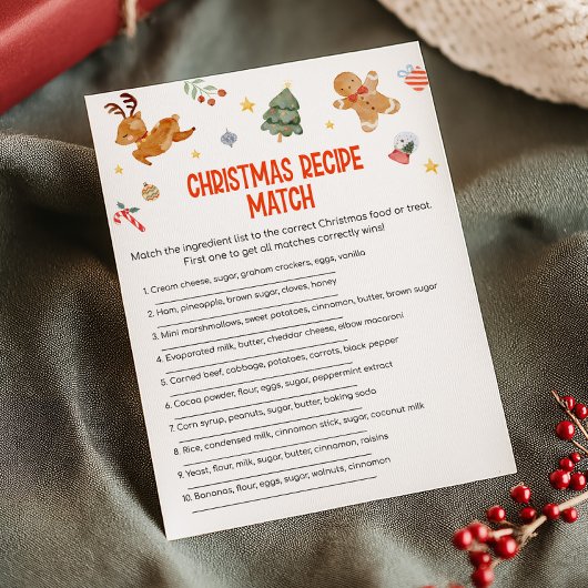 Christmas Recipe Match Game Feestdagenkaart