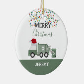 Christmas Recycling Garbage Truck Custom Keramisch Ornament (Rechts)