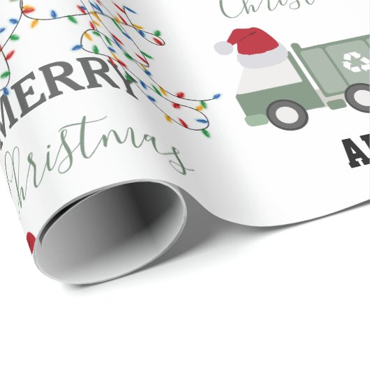 Christmas Recycling Garbage Truck Custom Name  Cadeaupapier (Rol Hoek)
