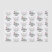 Christmas Recycling Garbage Truck Custom Name  Tissuepapier (Voorkant)