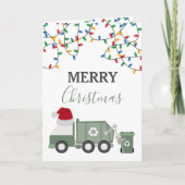 Christmas Recycling Garbage Truck Santa Hat Feestdagen Kaart (Voorkant)
