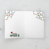 Christmas Recycling Garbage Truck Santa Hat Feestdagen Kaart (Binnen)