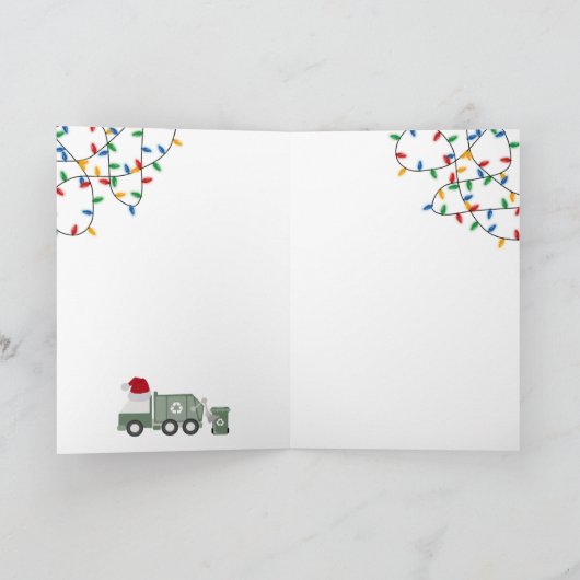 Christmas Recycling Garbage Truck Santa Hat Feestdagen Kaart (Binnen)