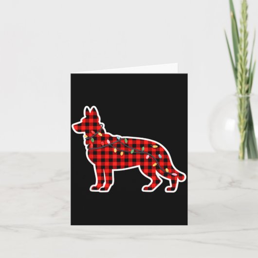 Christmas Red And Black Buffalo Plaid German Sheph Kaart (Voorkant)