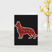 Christmas Red And Black Buffalo Plaid German Sheph Kaart (Gele Bloem)