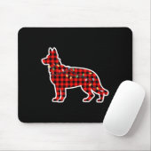 Christmas Red And Black Buffalo Plaid German Sheph Muismat (Met muis)
