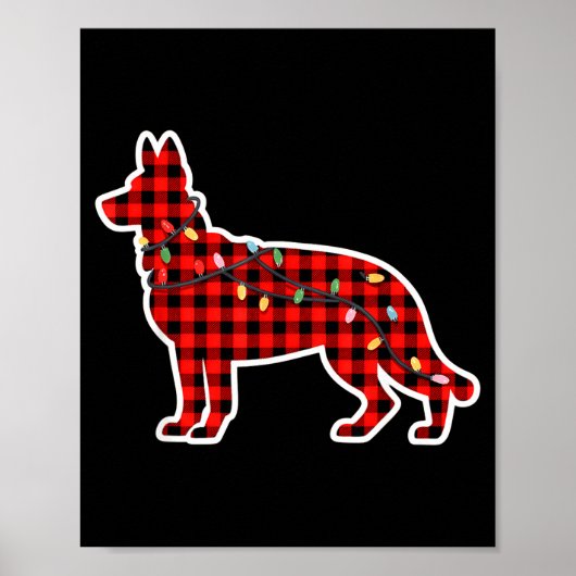 Christmas Red And Black Buffalo Plaid German Sheph Poster (Voorkant)