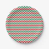 Christmas Red and Green Chevron Paper Plates Papieren Bordje (Voorkant)