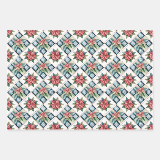 Christmas Red and Green Classic Patchwork Pattern  Inpakpapier Vel (Voorkant 2)