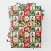 Christmas Red and Green Classic Patchwork Pattern  Inpakpapier Vel (In situ)