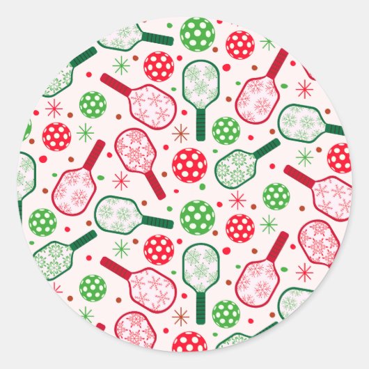 Christmas Red and Green Pickleball Paddles  Ronde Sticker (Voorkant)
