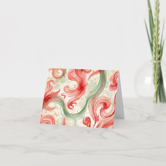Christmas Red and Green swirls  Bedankkaart (Voorkant)