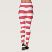 Christmas Red and White Wide Stripe Leggings (Achterkant)