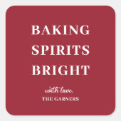 Christmas Red Baking Spirits Square Sticker (Voorkant)