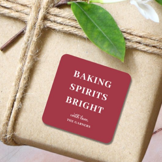Christmas Red Baking Spirits Square Sticker