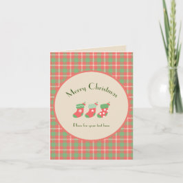 Christmas Red-base Plaid Gevouwen Vakantie Kaart