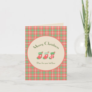 Christmas Red-base Plaid Gevouwen Vakantie Kaart