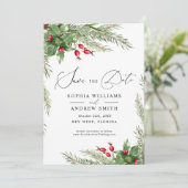 Christmas Red Berries Bewaar de datum Kaart (Staand voorkant)