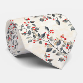 Christmas Red Berries Green Branches Stropdas