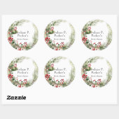Christmas Red Berries Pine Vrijgezellenfeest Ronde Sticker (Vel)
