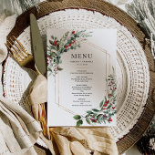 Christmas Red Berries Winter Greenery Wedding Menu