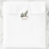 Christmas Red Berry White Rose Vrijgezellenfeest Ronde Sticker (Tas)