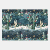 Christmas Red Blue Green Cactus Floral Inpakpapier Vel (Voorkant)