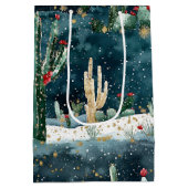 Christmas Red Blue Green Cactus Floral Medium Cadeauzakje (Achterkant)