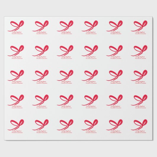 Christmas Red Bows Hand Drawn Cadeaupapier (Vlak)