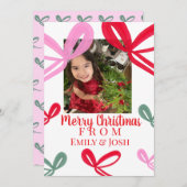 Christmas Red Bows Multicolor Feestdagenkaart (Voorkant / Achterkant)