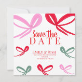 Christmas Red Bows Multicolor Save the Date  (Voorkant)