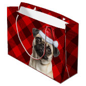 Christmas Red Buffalo Plaid Pug Dog Lover Groot Cadeauzakje (Achterkant Gekanteld)