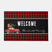 Christmas Red Buffalo Plaid | Rustic Holiday Deurmat (Voorkant)