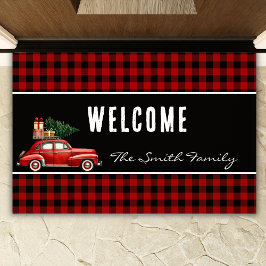 Christmas Red Buffalo Plaid | Rustic Holiday Deurmat