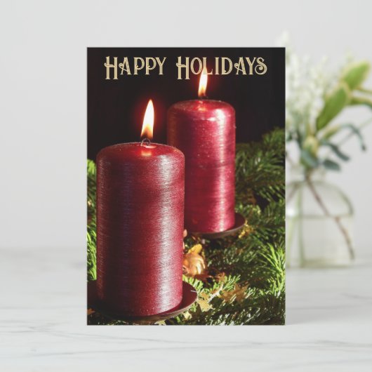 Christmas Red Candles Winter Holidays Feestdagenkaart (Staand voorkant)