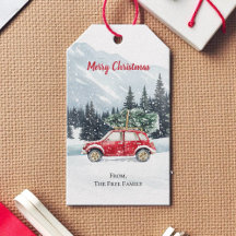 Christmas Red Car Tree Holiday