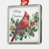 Christmas Red Cardinal and Holly Metalen Ornament (Links)