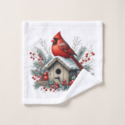 Christmas Red Cardinal  Bad Handdoek (Wasdoekje)