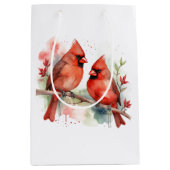 Christmas Red Cardinal Birds Holiday Art Medium Cadeauzakje (Voorkant)