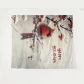 Christmas Red Cardinal Holiday Backdrop Wandkleed (Voorkant (horizontaal))