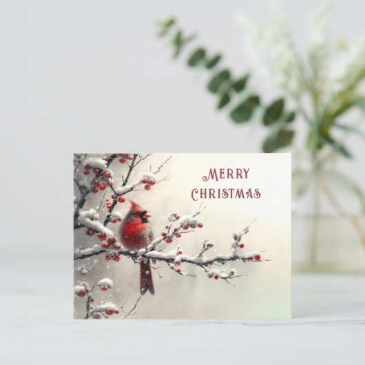 Christmas Red Cardinal Holiday Briefkaart (Staand voorkant)