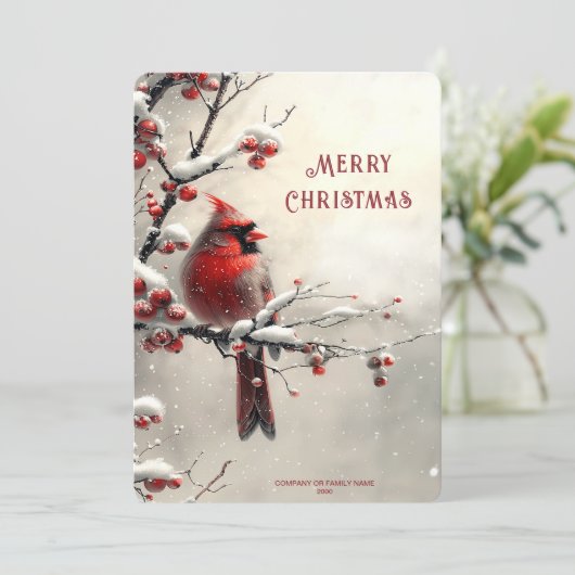 Christmas Red Cardinal Holiday Card Feestdagenkaart (Staand voorkant)